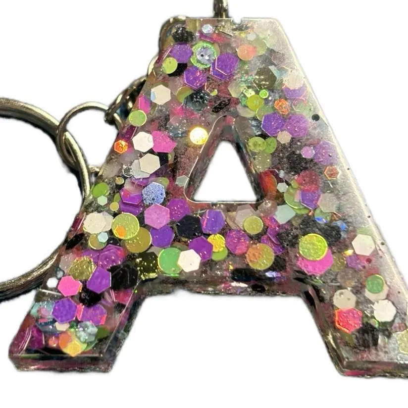 Personalized Letter A Resin Keychain for Backpack or Bag
