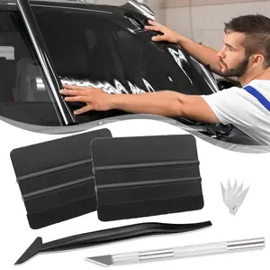 4 in 1 Set Smoothing Car Window Tint Tools Kit, Professional Vinyl Wrap Tool, Complete Car Glass Protective Film Installation Set for Car Wrap, Colored Window Film, Wallpaper, Furniture