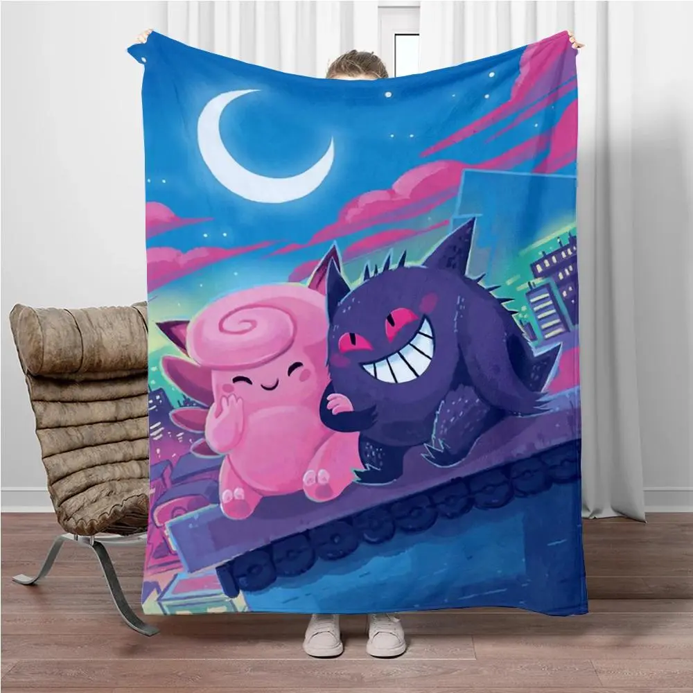 Gengar Anime Character Art Flannel Blanket - Ultra-Soft Plush Throw, Illustrated & Graphic Character Blanket for Bedroom Sofa, Ideal Gift for Anime Fans, Character Art Blankets, Flannel Blankets