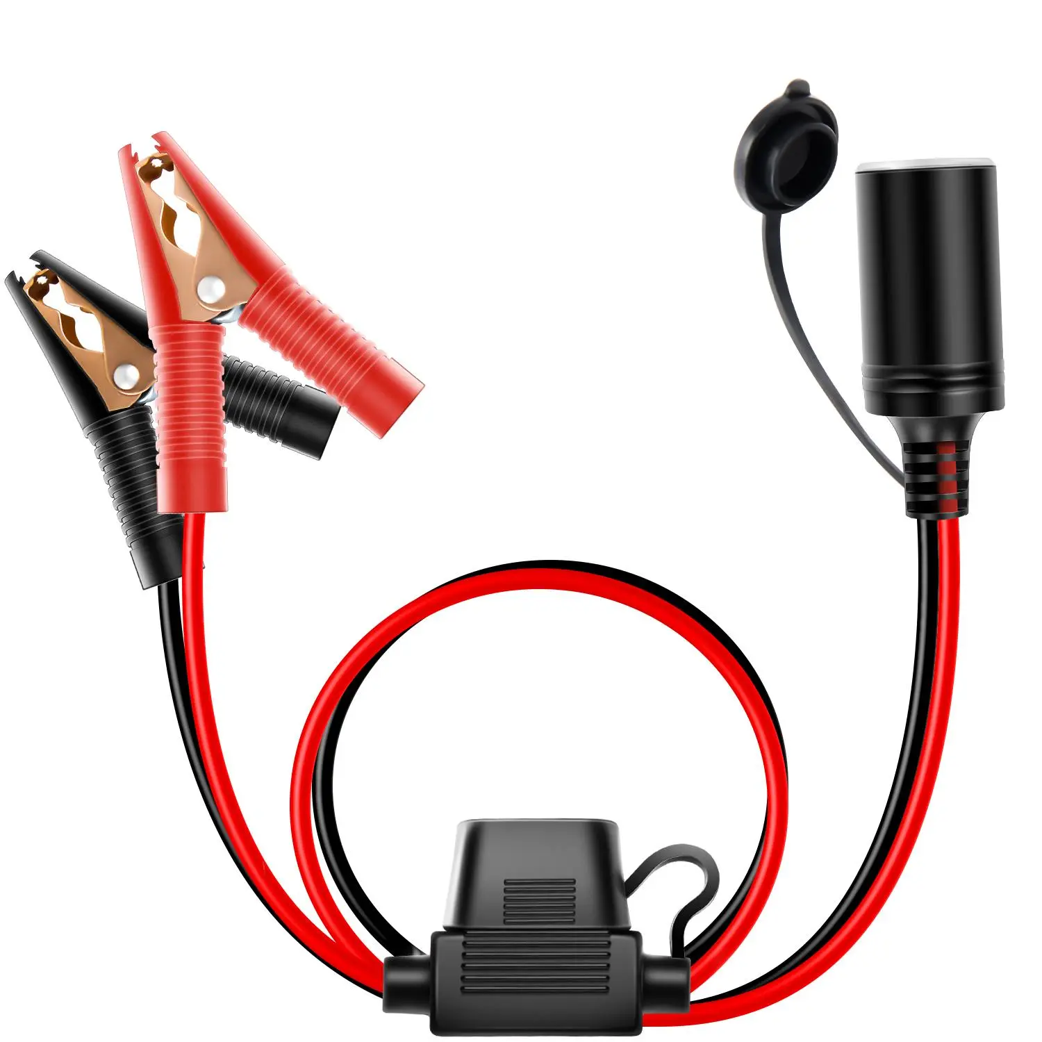 Nilight 10026W Cord Plug Socket Clamp 4.9FT / 1.5m 16 AWG Clip-On and Female Cigarette Lighter Adapter Car Battery ExtensionCable with 15A Fuse #SummerVibes tiktokshopspringglowup Car Lighting Accessories Car Power Inverter