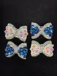 269 2PCS Blue & White Bow Charms | Sparkly Rhinestone DIY Beads for Jewelry & Pens