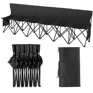 【Summervibes】VEVOR Portable Folding Bench,  , 6 Seats Foldable Sideline Bench, Outdoor Camping Bench Chair with Carry Bag & Backrest, Team Sport Sideline Bench for Football Fishing, No Assembly Instant Seating, Black