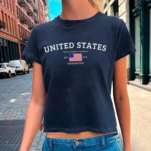 USA baby Tee, Independence Day USA Shirt, Y2K Fashion America Top, 4th Of July baby Tee, Summer USA Baby tShirt, Patriotic Youth