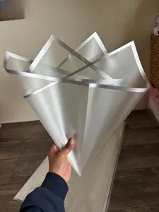 Transparent Silver Metallic Wrapping Paper 20 Sheets Per Pack 58cmx58cm Waterproof Florist Quality Packaging