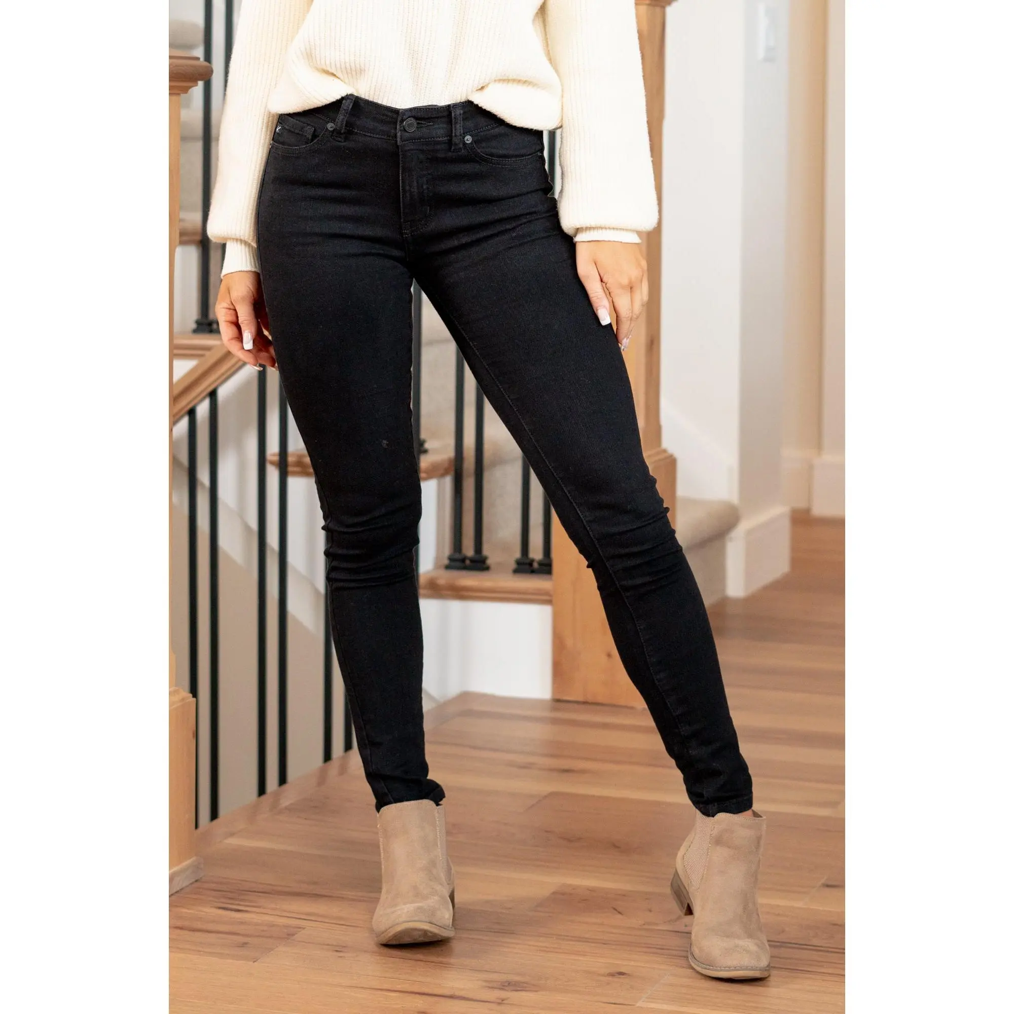 KanCan Nadia Mid Rise Super Skinny Jeans Black Womenswear Cotton, Spandex, Fabric, Pocket, Basic