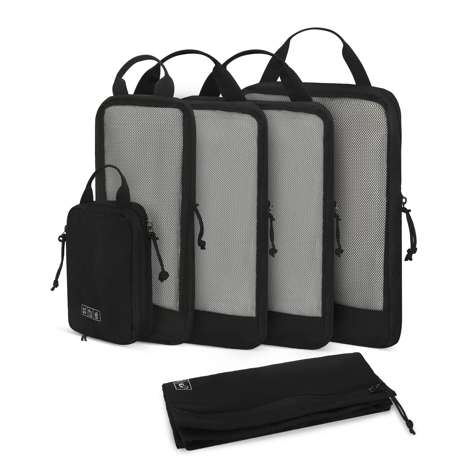 6-Piece Lightweight Packing Cubes, Expandable Water-Resistant Nylon Compression Organizers with Mesh Top for Travel Luggage, Travel Organization Pouch