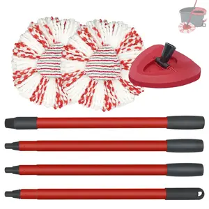 Replacement Mop Head, Base, Handle Compatible with Vileda Turbo 3-in-1 Microfibre Mop or O-Cedar EasyWring Spin Mop 1-Tank System, Triangular Mop Head Cover and Mop Handle