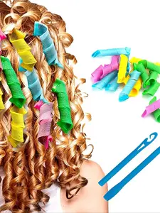 Hair Curler Set, 18pcs Random Color Heatless Hair Curler Hair Hooks Sticks, Harmless Curling Tools for Daily Use, Diy Curly Hair Styles Hairdressing, Heatless Curlers