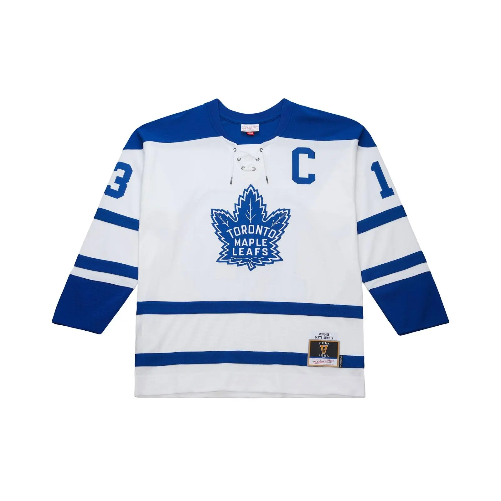 Mats Sundin Toronto Maple Leafs 2001-02 White Power Play Jersey NHL Throwback Hockey Fan Gear Mitchell & Ness