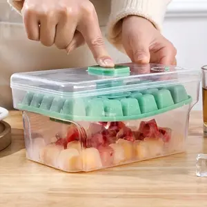 Ice Cube Tray with Lid & Ice Scoop, 1 Set Double Layer Ice Cubes Maker, Durable Plastic Kitchen Gadgets for Beer, Cocktail & Fresh Fruit Soak, Ice Molds