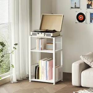 Record Player Stand, 3-Tier Side Table, Vinyl Record Storage Albums, End Table for Living Room, Bedroom