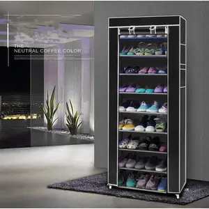 10-Layer Shoe Rack 9-Grid with Dust Cover Shoe Storage Organizer Independent Multipurpose Shoe Rack