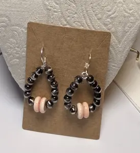 Beaded Point conch earrings