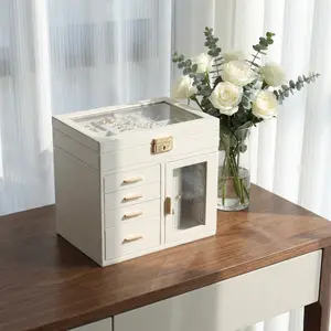 Casegrace 5-Layer Crystal Clear Jewelry Box with Small Jewelry Earrings