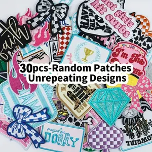 30pcs New Random Unrepeating Design Embroidery Cloth Stickers Clothes, Hats, Bags Embroidery Patch Stickers Ironing Or Sewing DIY Decorative Cloth Stickers30