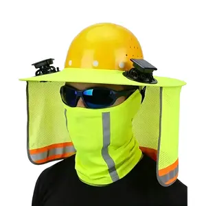 Solar-Powered Hard Hat Cooling Fan & Sun Shade Kit with 3-Speed Fan Breathable Mesh UV Protection for Construction Workers Gardeners Outdoor Workers High Visibility Green/Yellow tiktokshopspringglowup