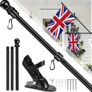 Flag Pole Kit for Outdoor House Stainless Steel Wall Mounted, Includes Stand and Flag Installation Rings, 27 Inch
