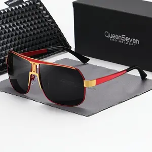QueenSeven unisex polarized alloy square oversized frame sunglasses driving sunglasses UV400