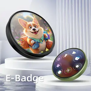 Smart Electronic Badge, Touch Control, APP Custom Content, Video Audio + HiFi Sound, 400mah Battery, Offline Image Transfer, Colorful Lights