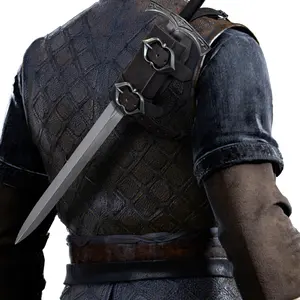 HiiFeuer Medieval Faux Leather Back Sword Frog, Vintage Adjustable Sword Holster, Middle Ages Back Sword Sheath Holster