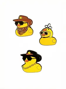 3-Piece Enamel Animal Pins Set, Fun Cartoon Design, Cute Duck Shape, Creative Metal Badges, Perfect Gift for Suits, Backpacks, Hats