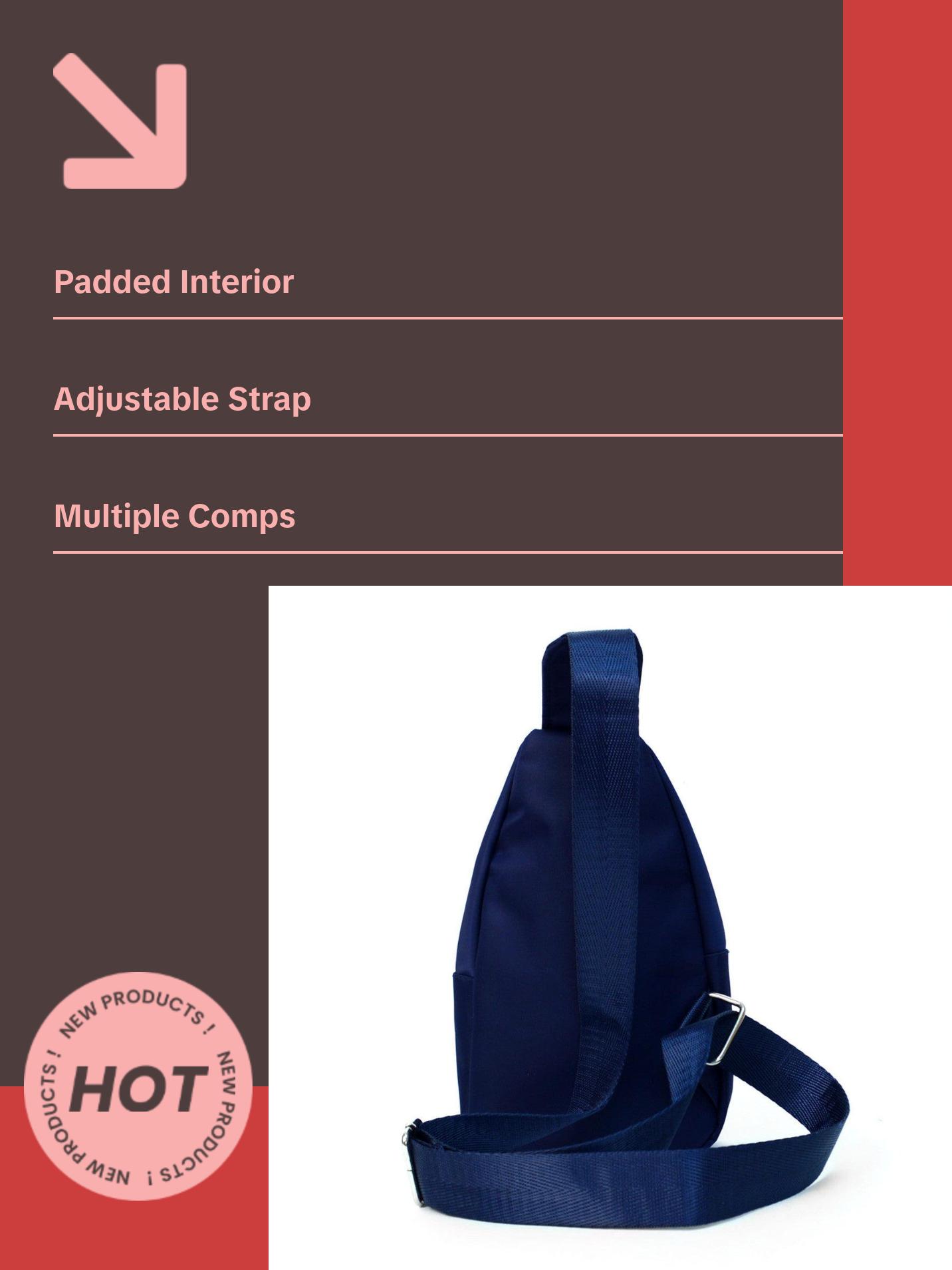 Navy Crossbody Sling Bag with Padded Interior - Compact and Functional