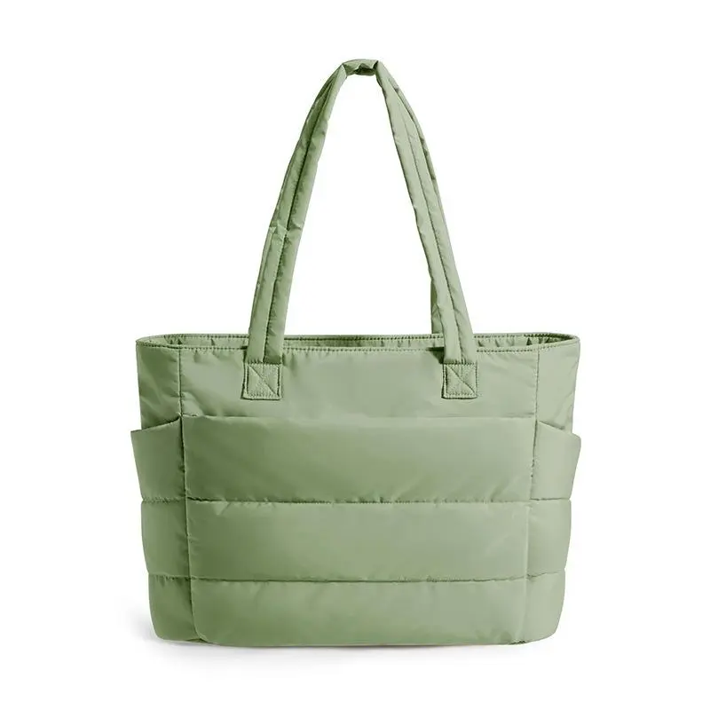 Cloud 9 Puffy Quilted Front Zip Tote - Women's Aesthetic Lightweight Luxury Commuter Bag, Multi Compartment Laptop Shoulder Bag with Multiple Pockets, Quilted/Puffer/Casual Office Everyday Work Handbag | TikTok Shop Sale, Quilted Work Bags