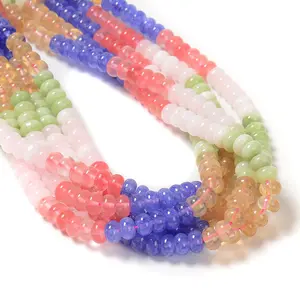 09-Multi-color Dyed Jade Smooth Rondelle Beads Size 5x8mm 15.5'' Strand
