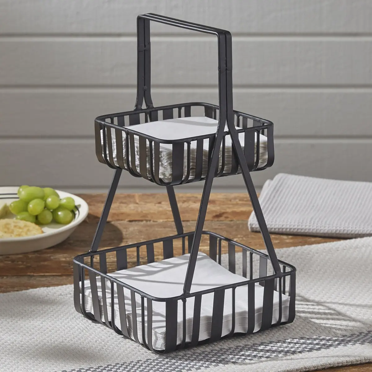 Blackspence Double Napkin Holder, Metal Farmhouse Tabletop Organizer for Beverages & Entertaining, Home Supplies Storage Rack