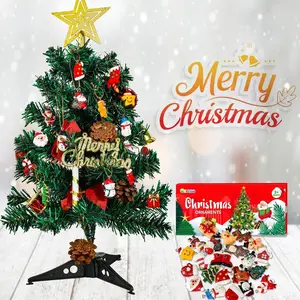 36PCS Mini Resin Christmas Ornaments Tiny Christmas Tree Decorations Set Comes with String Small Christmas Hanging Ornament for Christmas Tree Decorations Gift