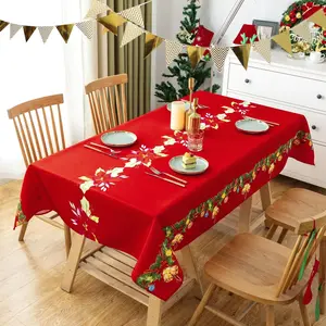 Festive Christmas Tablecloth for Rectangular Tables, Ideal for New Year Celebrations, Elegant Dining Environment, Enhance Holiday Atmosphere