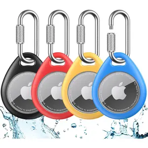 AirTag Holder for Apple - 4 Pack Air Tag Case [Professional Carabiner] [Waterproof] [Shockproof] TPU AirTag Keychain for Kids, Pets, Keys, Luggage, Backpacks