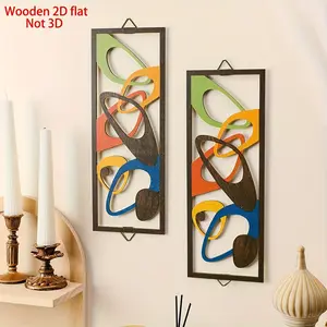 2 Piece Medieval Modern Abstract Wood Wall Art, Hanging Wall Art, Stylish Wooden Texture & Vibrant Colors, Elegant Decorative Home Decor for Living Room, Artistic Minimalist Design