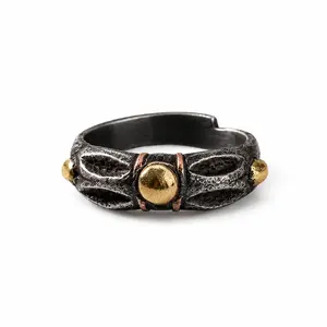 Vintage Thokcha Iron Open Ring for Men Women, Adjustable Gothic Boho Jewelry for Daily Wear Party Vacation