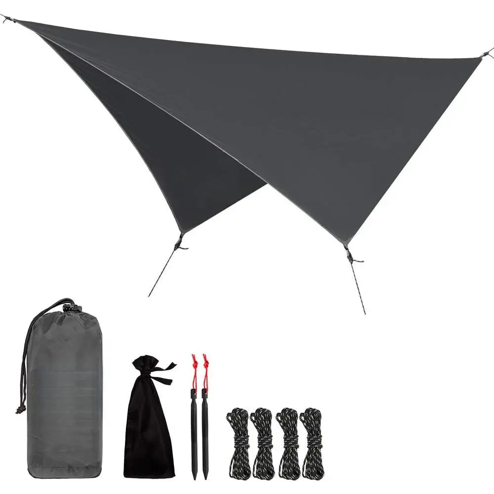 Ultralight Camping Tarp, 11x9 ft Ripstop Nylon Rain Fly - Waterproof Shelter with Leakproof Seams for Backpacking, 18.9 oz Compact Pack, 11X9 Feet, Rain Shield