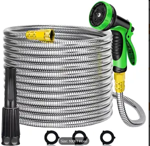 100Ft Garden Hose Light weight, Non-kink, Flexible Sturdy for Outdoor Plant, Yard, Compound Watering. Used for Car wash