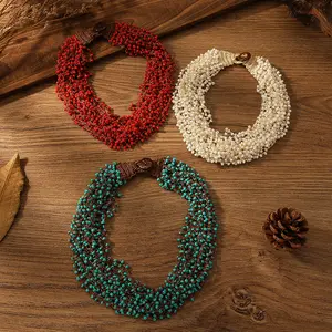 Bohemian Style Beaded Multi-Layer Statement Necklace – 2024 European & American Fashion Short Choker fashion necklace