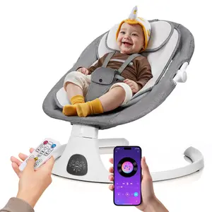 3-in-1 Multifunctional Baby Rocker, Portable Baby Cradle with Remote Control, 5-Point Harness, 5 Built-in Automatic Rocking Modes, 3 Timer Settings, Electric with Music & Bluetooth Capability (Suitable for Babies Aged 0-12 Months)