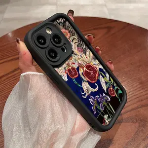 Floral Pattern Aesthetic Phone Case, Shockproof Phone Protective Cover, Phone Accessory Compatible with iPhone 16 15 14 13 12 11 Pro Max, Casing