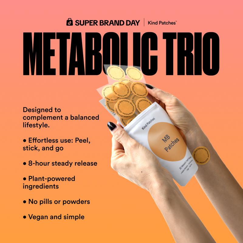 Kind Patches Metabolic Trio Bundle, MB Patches + Berberine Patches + Unpuff Patches, Metabolic Support, Clean Energy, Balanced Gut, Digestive Health, Natural Ingredients, 3 Months Supply