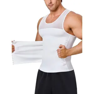 Men’s top waist trainer vest with a U-neck design, invisible fit, comfortable inner wear, memory steel bones, breathable mesh, all-day wear