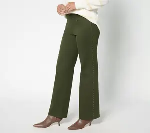 Belle by Kim Gravel Petite Primabelle Twill Studded Wide Leg Jean