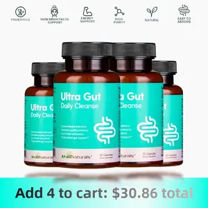 4 Bottles of 7 Day Cleanse -super Gut & Colon Support|Advanced Formula with Senna leaf & Aloe vera extract |Contains 5 Billion Probiotics| DietaryFiber for Digestive Health|30 capsules