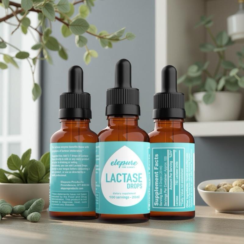 Lactose Intolerant Enzyme Drops – All-Natural, 100 Servings for Dairy Relief Milk Dietary