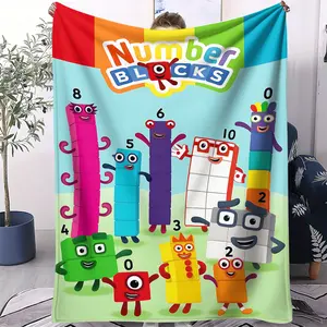 Numberblocks character printed fleece blanket,Flannel blanket,Features a fun and educational design,Soft and comfortable,Suitable for all seasons,A perfect gift for children and teenagers, Throw blanket