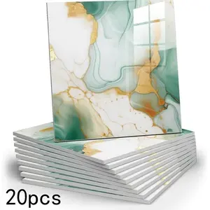 20 pieces of marble veneer and adhesive wall decoration panels, waterproof bathroom wall panels, peel-and-stick tiles, polyvinyl chloride foam wall panels, suitable for kitchens, bathrooms and living rooms.