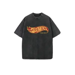 God Heals Vintage Christian Tee - Premium 230g Heavyweight Cotton, Whimsical Design, Perfect for All Occasions, Distressed Style, Fun and Playful Menswear Top Distressed Festive Man Man Tshirt Streetwear Shortsleeve