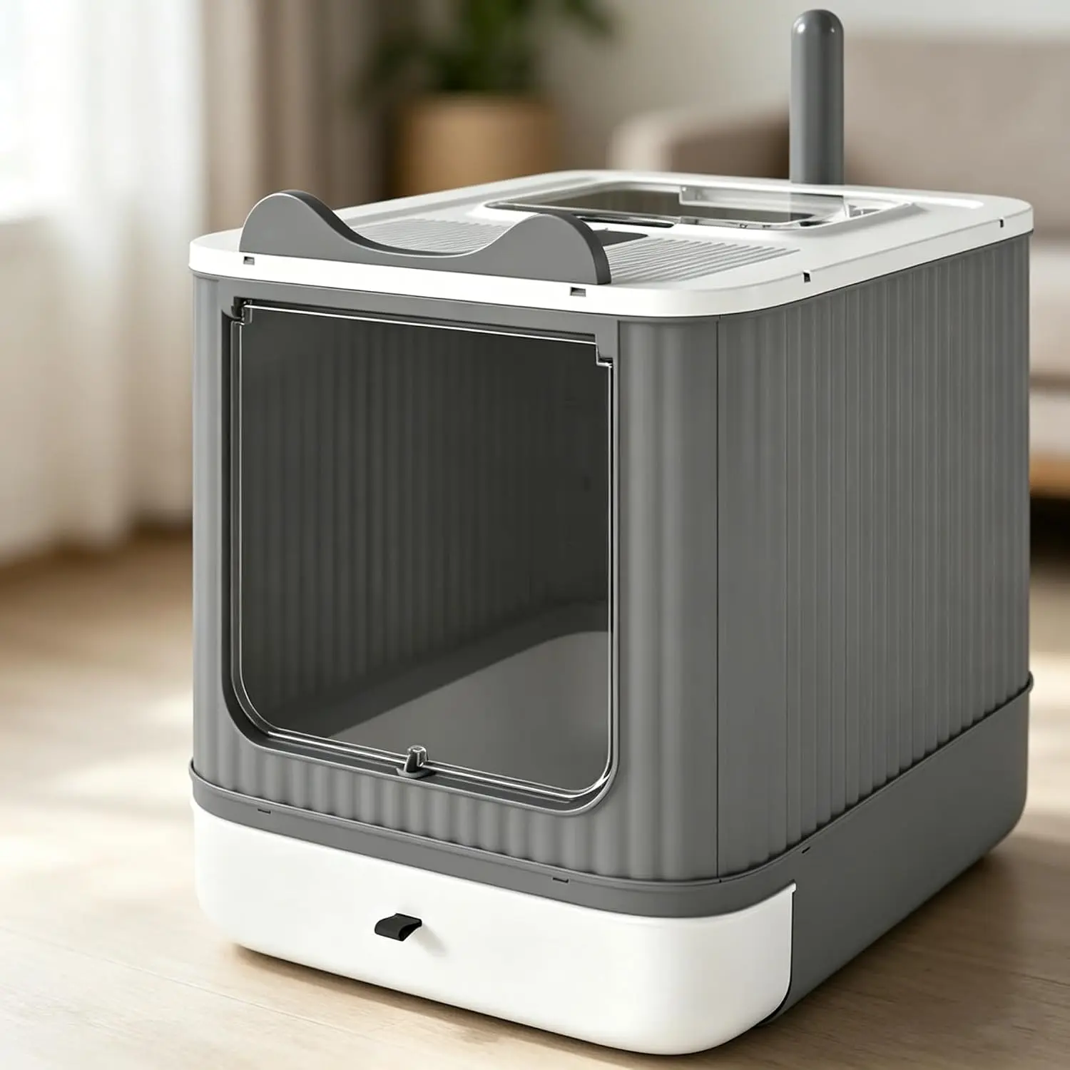 XXL Anti Splash Odor Control Antibacterial Easy Clean Automatic Self Cleaning Enclosed Cat Litter BoxThethumbshop box enclosure flip-top lid free scoop litter box enclosure automatic litter box cat litter box litter box cats