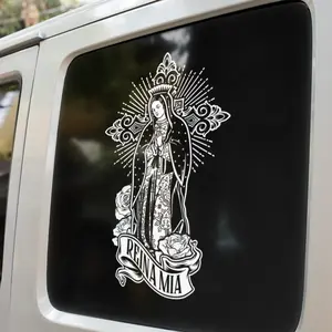 Decal Virgen Mia, Car Window Decal, Glass, Metal, Ceramic, Wood, Plastic Safe!
