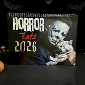 2026 Horror Cat Calendar - Funny Horror Movie Villains & Kittens Wall Planner - 12 Month Creepy Cute Home Decor & Gag Gift for Movie Lovers